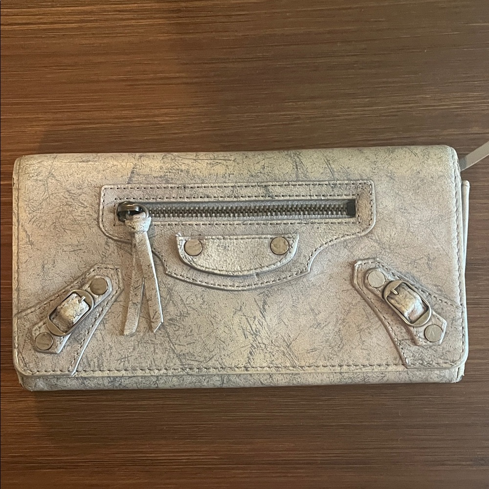 Balenciaga Beige Textured Wallet